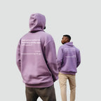 Unisex oversized hoodie with hood, kangaroo pocket and front and back text print