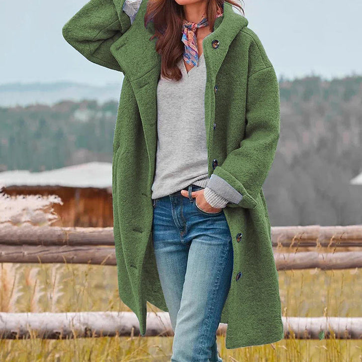 Women's Long Hooded Wool-Look Coat