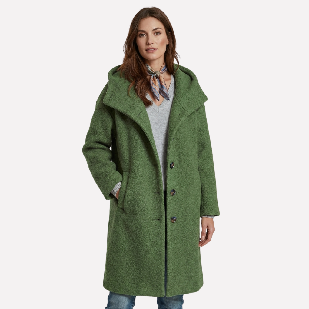 Women's Long Hooded Wool-Look Coat