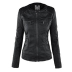 Women's hooded moto jacket with zip front and zipped pockets
