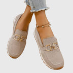 Women's textured loafers with metal buckle detail