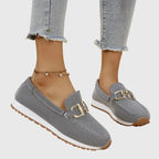 Women's textured loafers with metal buckle detail