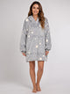Women's Glow in the Dark Star Blanket Hoodie in grey stars