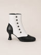 Women's Two-Tone Button Ankle Boots in white black