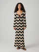 Women's Chevron Crochet Knit Maxi Dress in black