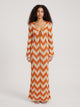 Women's Chevron Crochet Knit Maxi Dress in orange