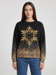 Women's Gold Snowflake Christmas Jumper in black