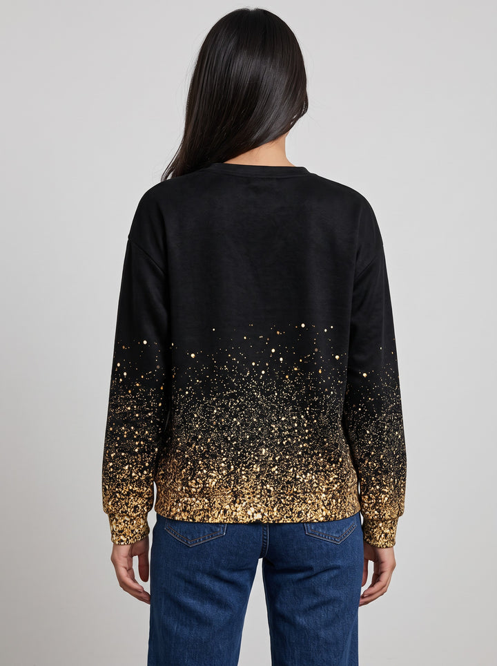 Women's Gold Snowflake Christmas Jumper in black