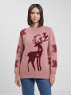 Women's Fluffy Reindeer Christmas Jumper in pink