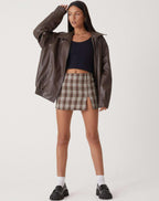 Women's oversized bomber jacket with collared neckline, zip front and elasticated hem