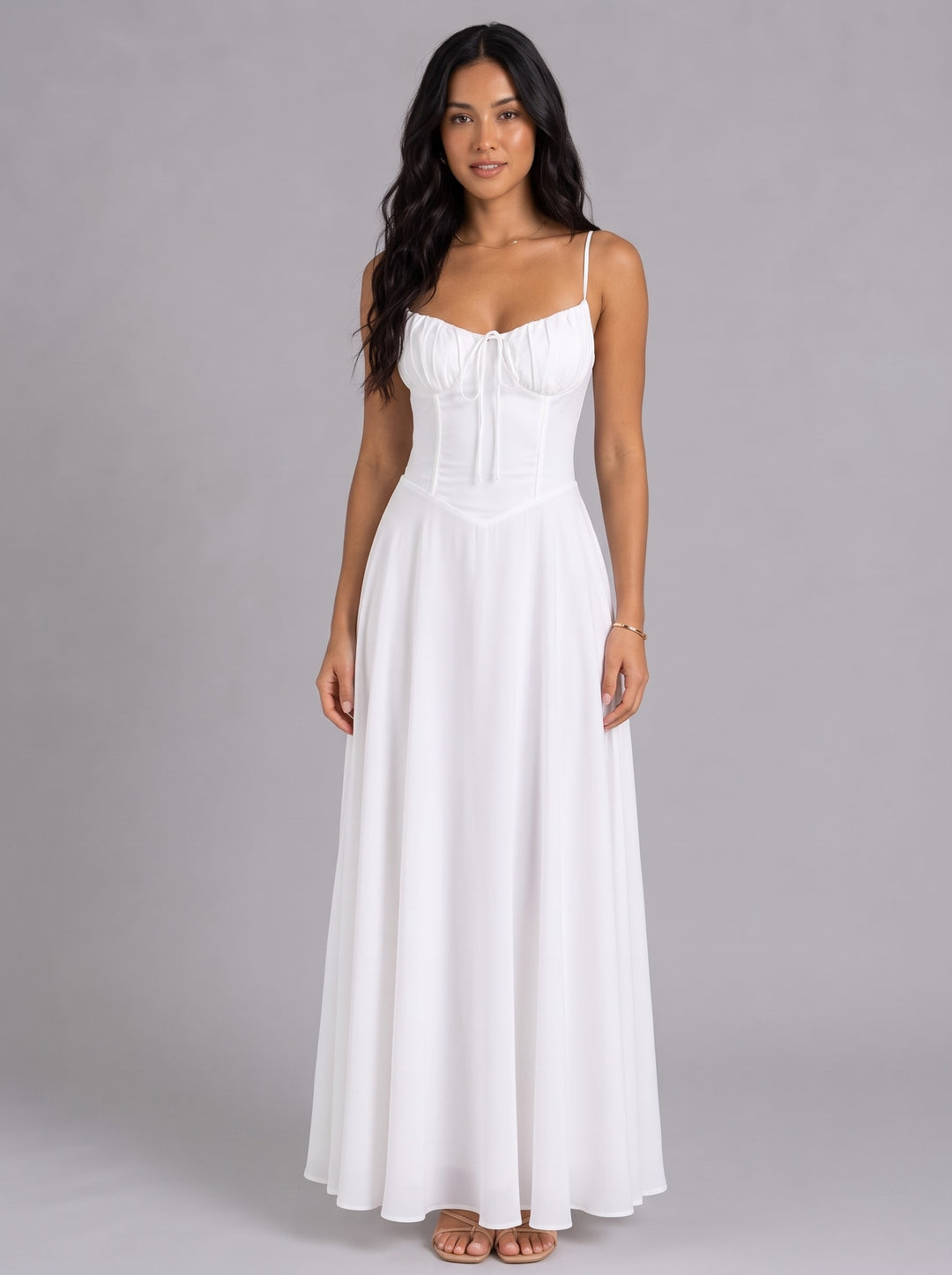 Women's Corset Maxi Dress in white