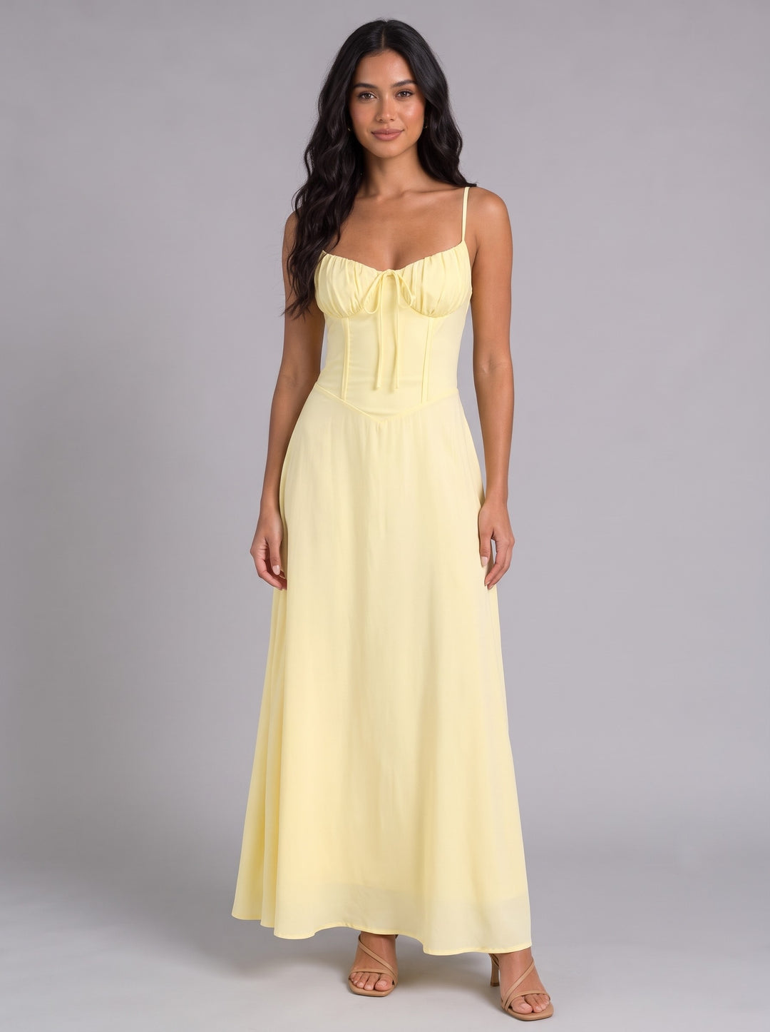 Women's Corset Maxi Dress in yellow