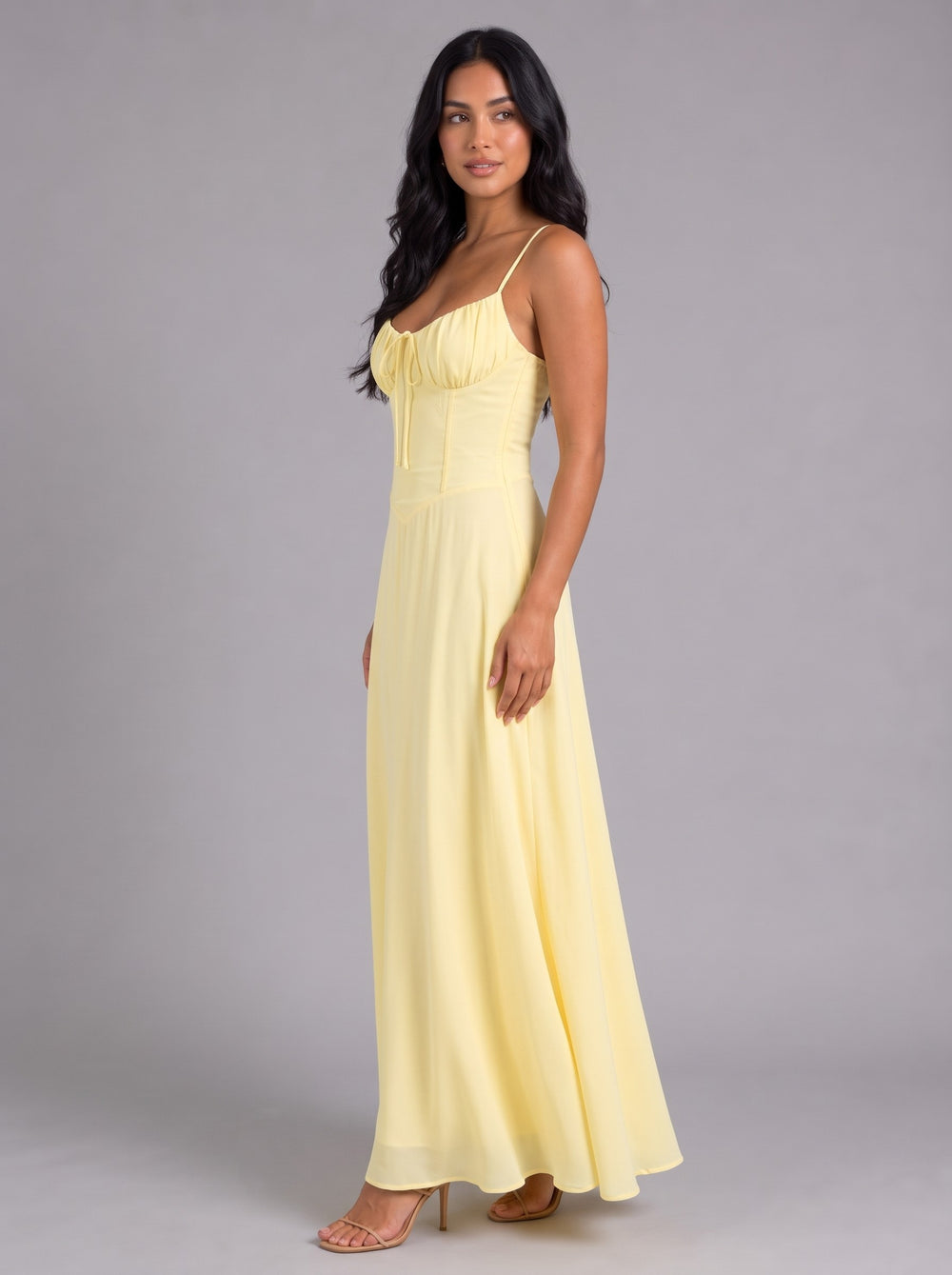 Women's Corset Maxi Dress in yellow