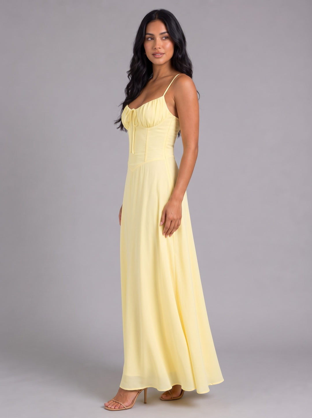 Women's Corset Maxi Dress in yellow