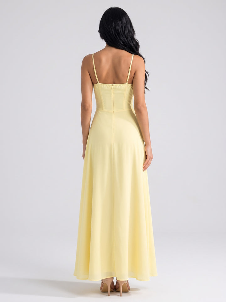 Women's Corset Maxi Dress in yellow