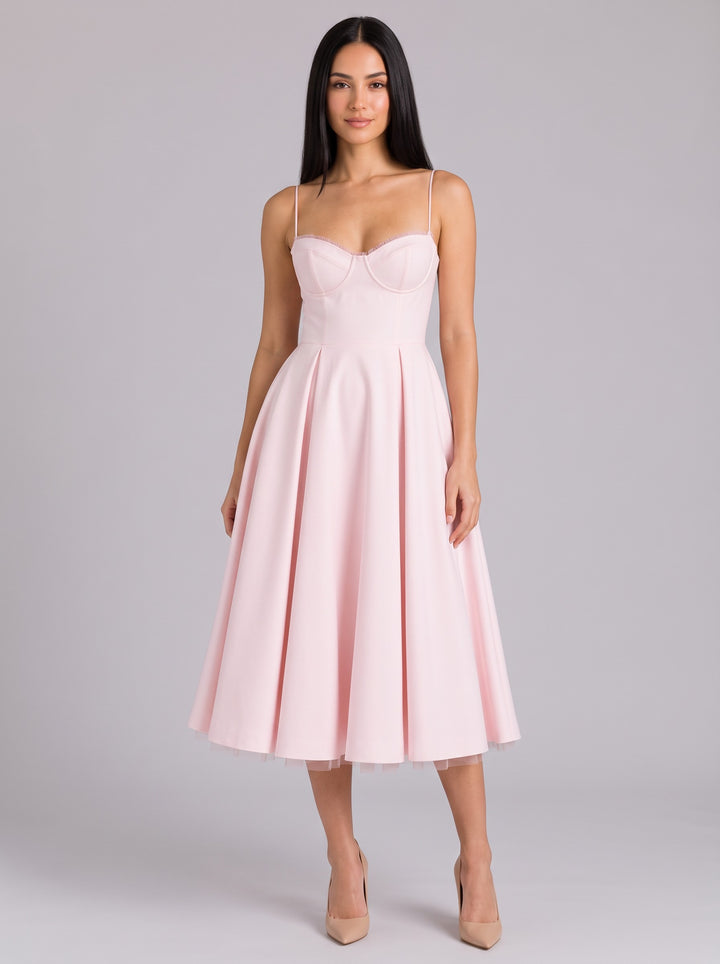 Women's Sweetheart Corset Midi Dress in pink