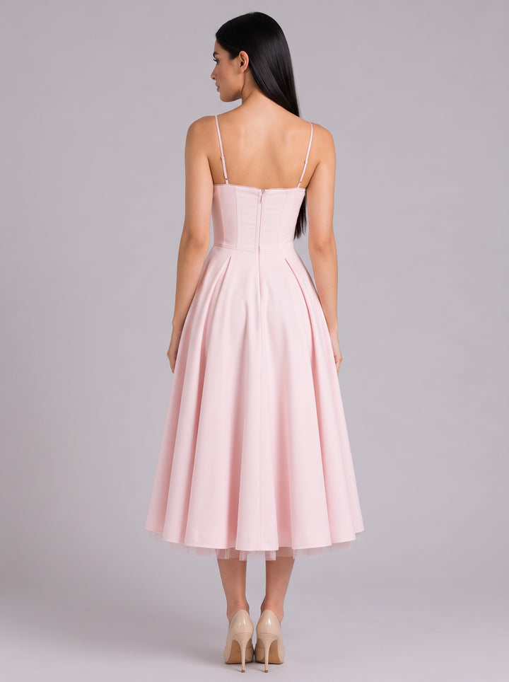 Women's Sweetheart Corset Midi Dress in pink