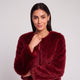 Women's Cropped Collarless Faux Fur Jacket
