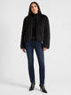 Women's Cropped Shaggy Faux Fur Jacket in black