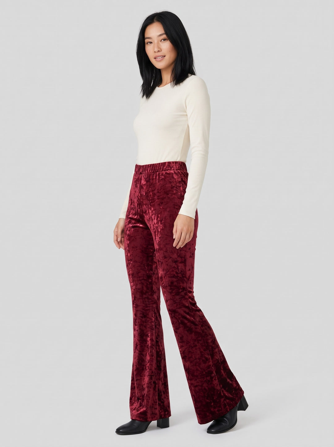 Women's Crushed Velvet Flare Trousers