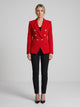 Women's Double-Breasted Gold Button Blazer in red
