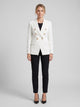 Women's Double-Breasted Gold Button Blazer in white