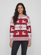 Women's Fair Isle Reindeer Christmas Jumper in red
