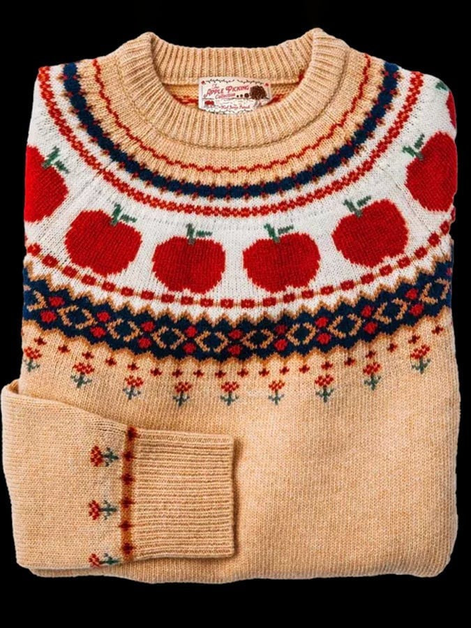 Women's Fair Isle Halloween knit sweater with crew neck and seasonal motifs