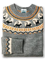 Women's Fair Isle Halloween knit sweater with crew neck and seasonal motifs