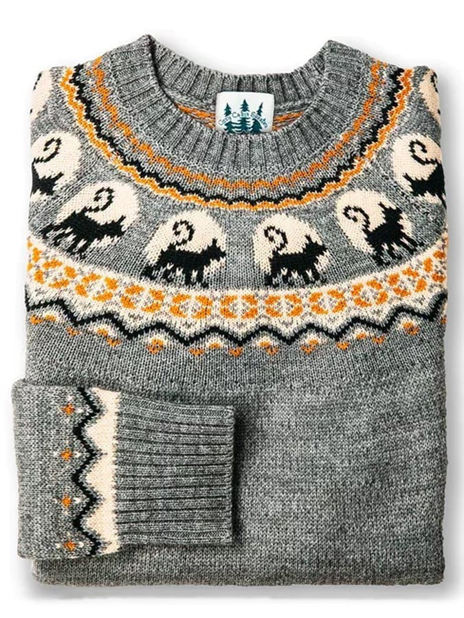 Women's Fair Isle Halloween knit sweater with crew neck and seasonal motifs