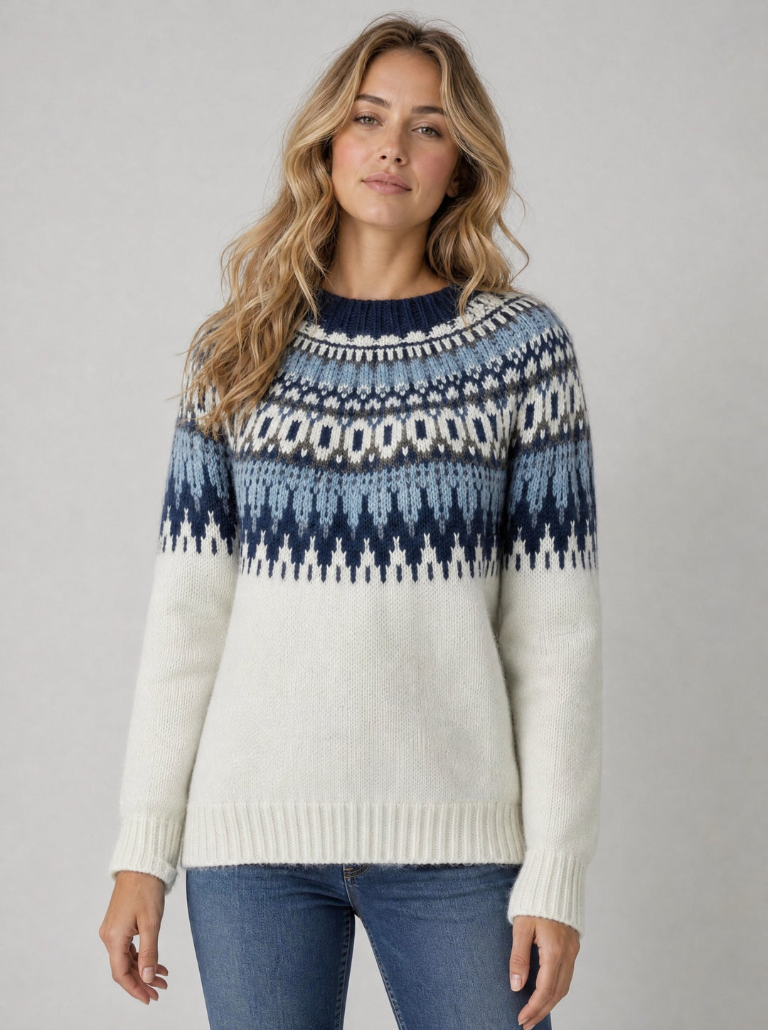 Women's Fair Isle Yoke Jumper in blue