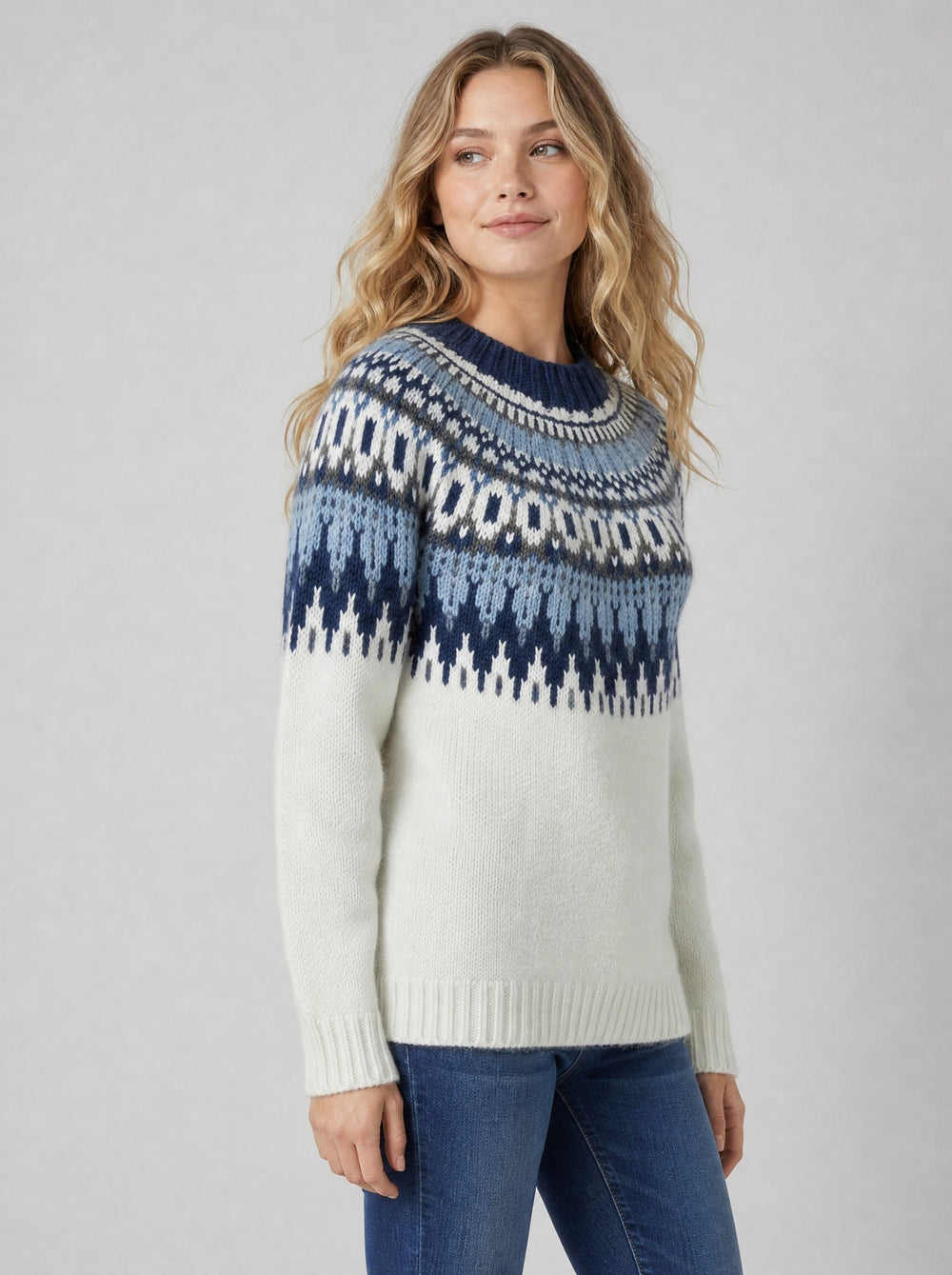 Women's Fair Isle Yoke Jumper in blue