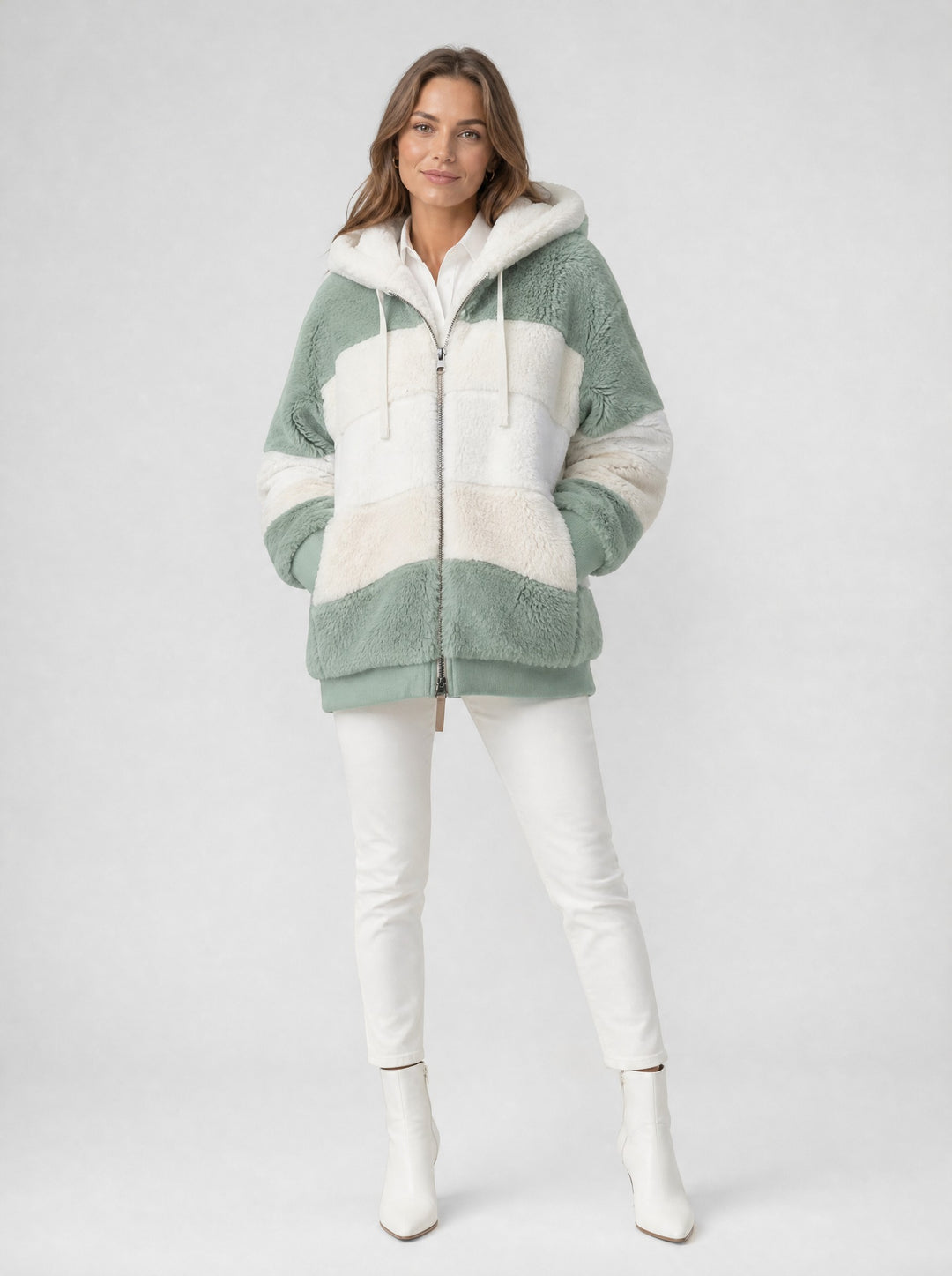 Women's Oversized Faux Fur Coat in green