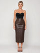 Women's Faux Leather Midi Pencil Skirt in brown