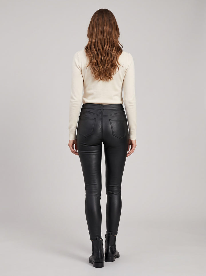 Women's Faux Leather Skinny Trousers in black