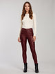 Women's Faux Leather Skinny Trousers in burgundy
