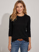 Women's Crew Neck Fine Knit Top in black