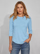 Women's Crew Neck Fine Knit Top in light blue