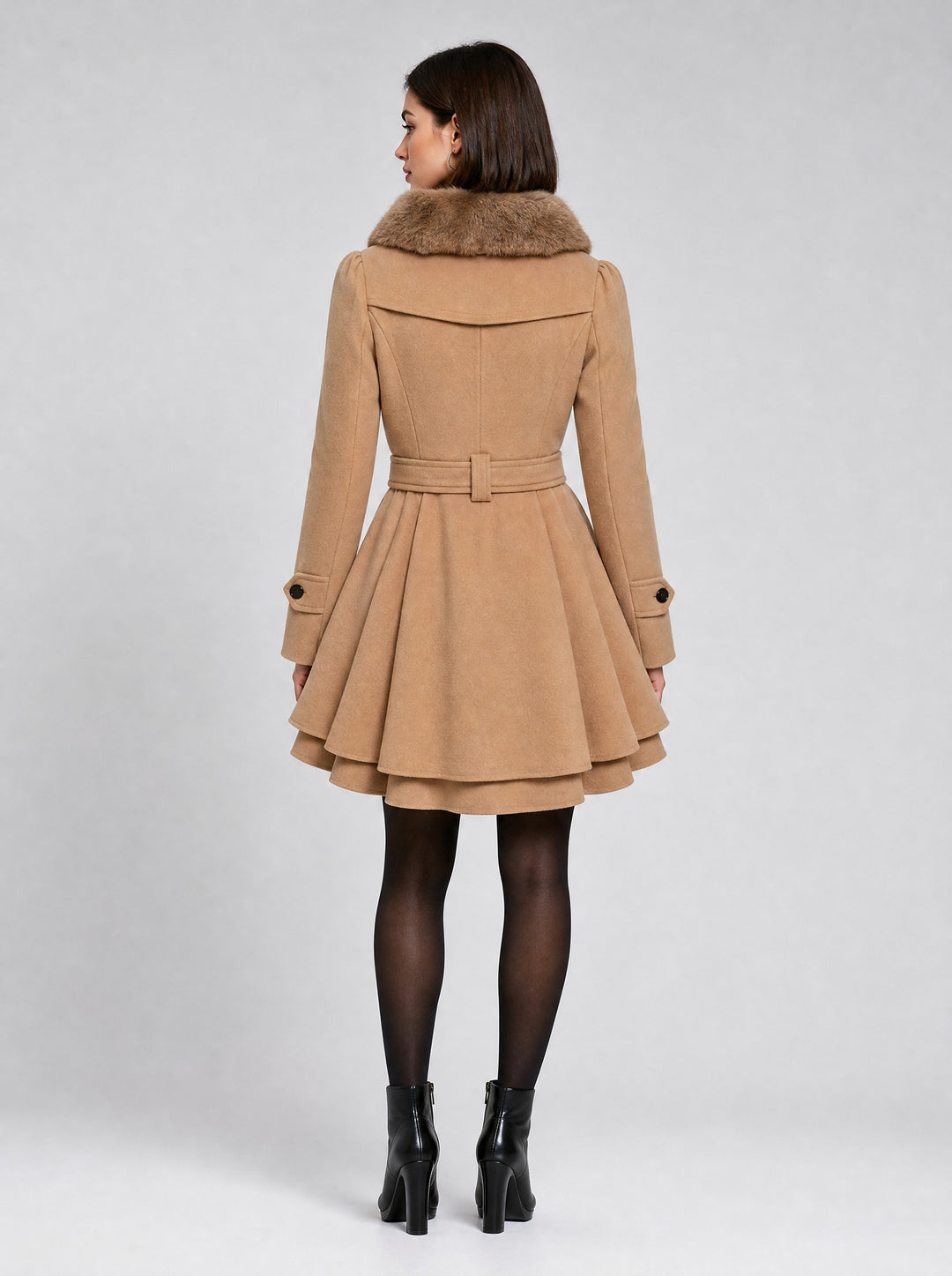 Women's Vintage Flared Coat in camel