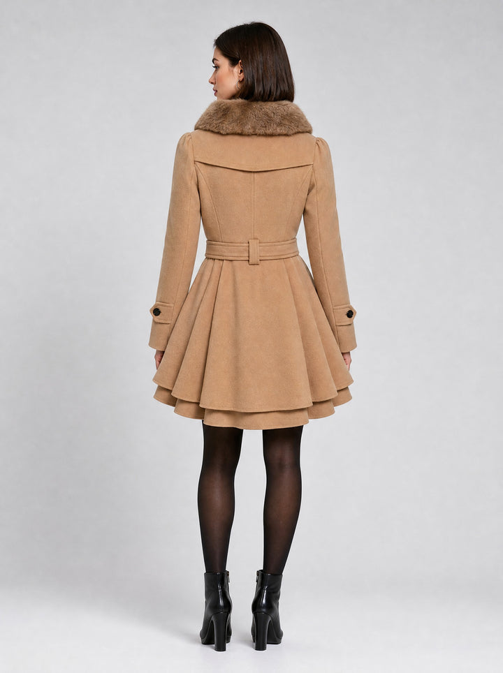 Women's Vintage Flared Coat in camel