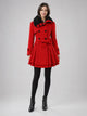 Women's Vintage Flared Coat in red
