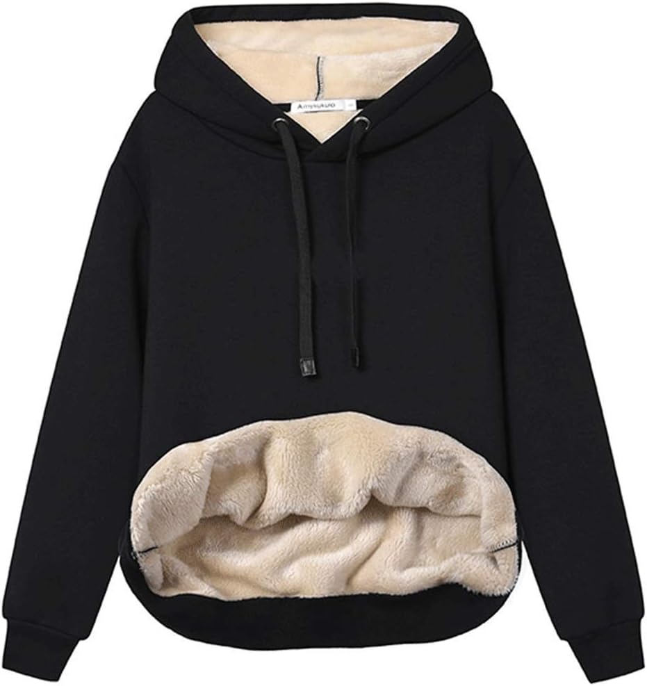 Women's fleece-lined hoodie with drawstring hood and front kangaroo pocket