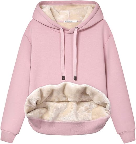 Women's fleece-lined hoodie with drawstring hood and front kangaroo pocket