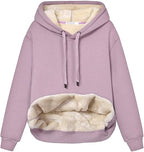 Women's fleece-lined hoodie with drawstring hood and front kangaroo pocket