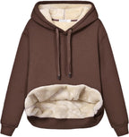 Women's fleece-lined hoodie with drawstring hood and front kangaroo pocket
