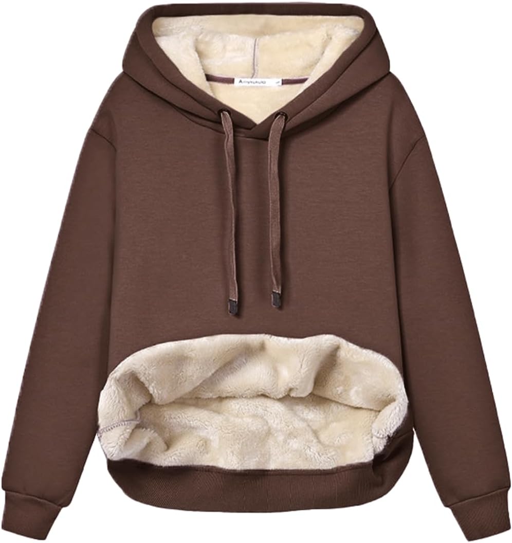 Women's fleece-lined hoodie with drawstring hood and front kangaroo pocket