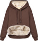 Women's fleece-lined hoodie with drawstring hood and front kangaroo pocket