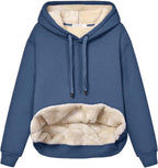 Women's fleece-lined hoodie with drawstring hood and front kangaroo pocket