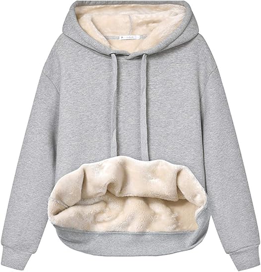 Women's fleece-lined hoodie with drawstring hood and front kangaroo pocket