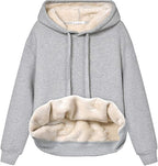 Women's fleece-lined hoodie with drawstring hood and front kangaroo pocket